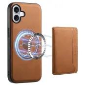 DENIOR D13 Mobilskal till iPhone 16 Läder + PC + TPU - Brun