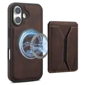 DENIOR D17 iPhone 16 Fodral KonstLäder - Brun