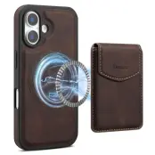 DENIOR D19 iPhone 16 Magnetfodral Konstläder Brun