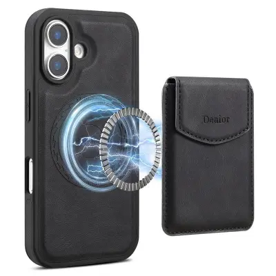 DENIOR D19 iPhone 16 Magnetfodral Konstläder Svart