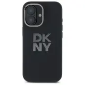 DKNY iPhone 16 Mobilskal Liquid Silikon Metall Logo - Svart