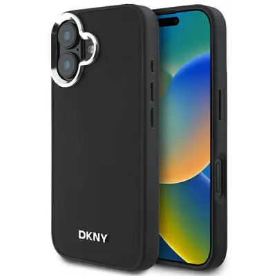 DKNY Mobilskal till iPhone 16 MagSafe Plain Silver Logo - Svart