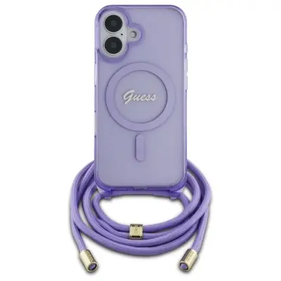 Guess Mobilskal till iPhone 16 MagSafe Crossbody Cord Script - Lila