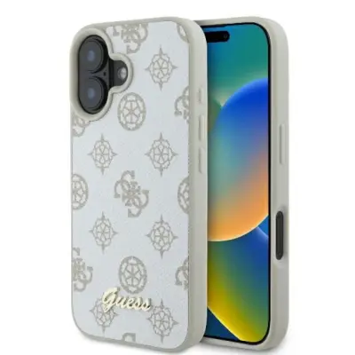 Guess Mobilskal till iPhone 16 MagSafe Peony Script Logo - Vit