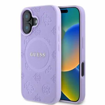 Guess iPhone 16 Mobilskal Magsafe Saffiano Peony Classic Logo
