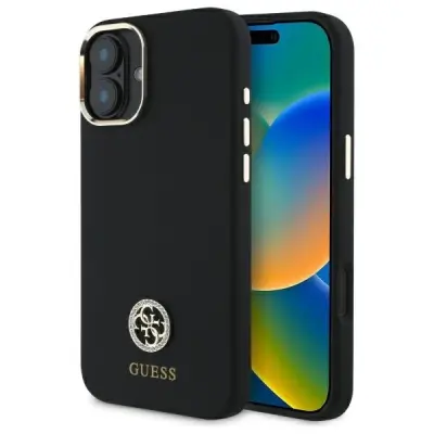 Guess Mobilskal till iPhone 16 Silikon Logo Strass 4G - Svart