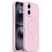 iPhone 16 Mobilskal MagSafe Liquid Silikon Microfiber Lining - Rosa