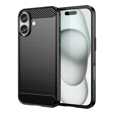 Mobilskal till iPhone 16 Silikon Carbon - Svart