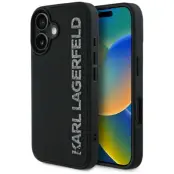 Karl Lagerfeld iPhone 16 Mobilskal 3D Rubber Elongated Glitter - Svart