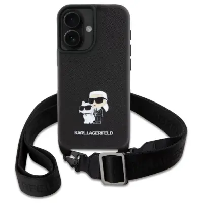 Karl Lagerfeld Mobilskal till iPhone 16 Karl&Choupette Metal Pin CBDY Strap
