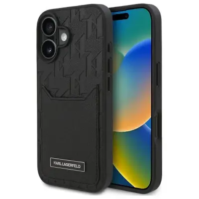 Karl Lagerfeld Mobilskal till iPhone 16 Korthållare Monogram - Svart