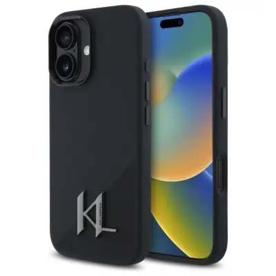 Karl Lagerfeld Mobilskal till iPhone 16 MagSafe Shadow Metal Initial - Svart