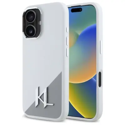 Karl Lagerfeld Mobilskal till iPhone 16 MagSafe Shadow Metal Initial - Vit