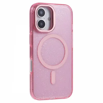 KIGC iPhone 16 Mobilskal MagSafe Epoxy Kickstand - Rosa