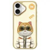 Nimmy iPhone 16 Mobilskal Cool & Cute 2.0 Cat - Khaki