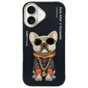 Nimmy iPhone 16 Mobilskal Glasses Cool Dog - Svart