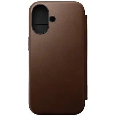 Nomad Modern Leather Folio (iPhone 16) - Mörkbrun
