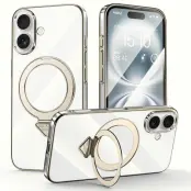 SULADA iPhone 16 Skal MagSafe Kickstand Klar PC Titanium Grey