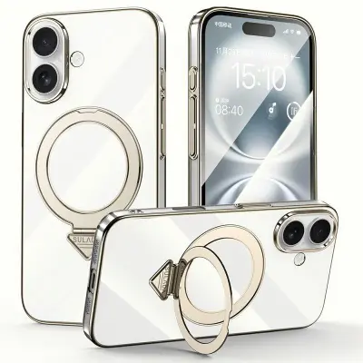 SULADA iPhone 16 Skal MagSafe Kickstand Klar PC Titanium Grey