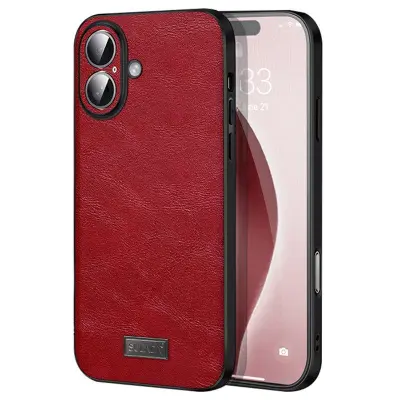 SULADA Mobilskal till iPhone 16 PU Läder + TPU + PC Baksida - Röd