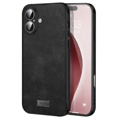 SULADA Mobilskal till iPhone 16 PU Läder + TPU + PC Baksida - Svart