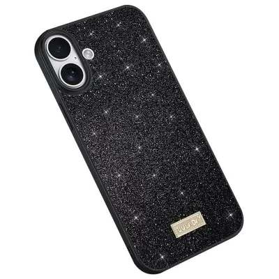 SULADA Mobilskal till iPhone 16 PU Läder+PC+TPU Glittrande Svart