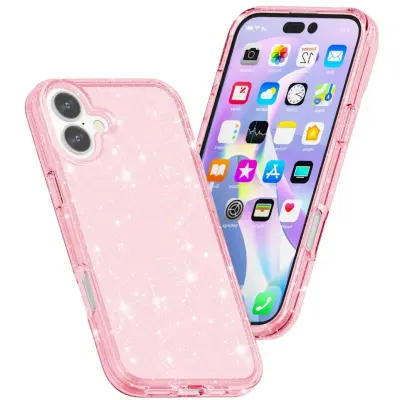 Trolsk Glittery Hard Case (iPhone 16) - Transparent