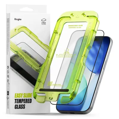 Ringke [2-Pack] Härdat Glas Skärmskydd för Apple iPhone Air Easy Slide - Svart
