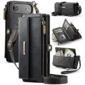 CASEME iPhone Air Konstläder Plånboksfodral RFID-Skydd Zipper (Svart)