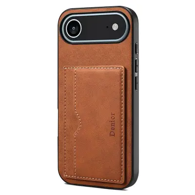DENIOR iPhone Air Fodral Kortfack Ställ Läder - Brun