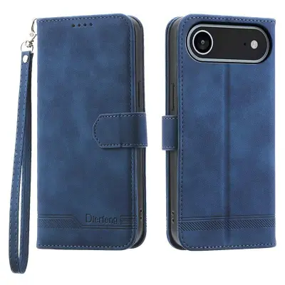 DIERFENG DF-03 Plånboksfodral för iPhone Air Konstläder - Blå