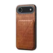 iPhone Air Mobilskal Korthållare Crocodile Textured - Brun