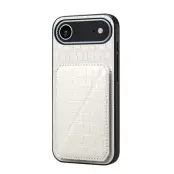 iPhone Air Mobilskal Korthållare Crocodile Textured - Vit