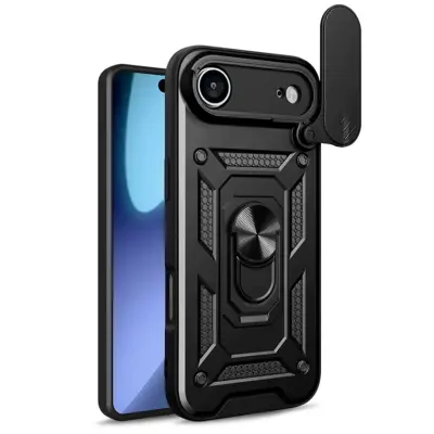 Mobilskal till iPhone Air Slide Kameralock PC + TPU - Svart