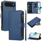 iPhone Air Plånboksfodral Zipper Med Rem - Mörkblå