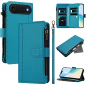 iPhone 17 Air Plånboksfodral Zipper Med Rem - Sjöblå