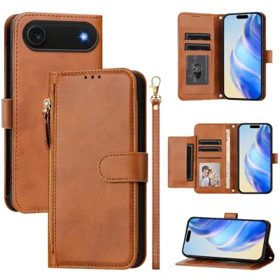 iPhone Air Plånboksfodral Zipper Pocket Läder - Brun
