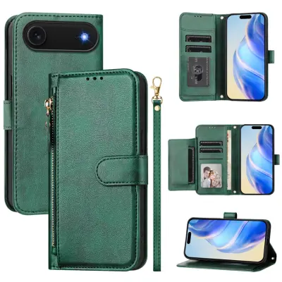 iPhone Air Plånboksfodral Zipper Pocket Läder - Grön