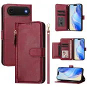 iPhone Air Plånboksfodral Zipper Pocket Läder - Röd