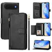 iPhone Air Plånboksfodral Zipper Pocket Läder - Svart