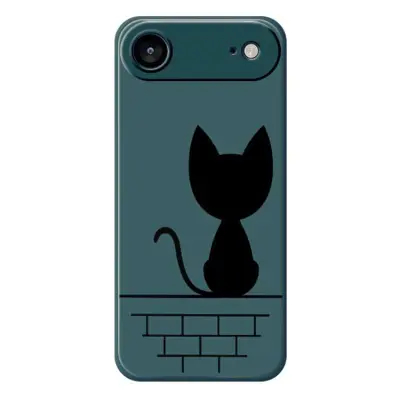 Mobilskal till iPhone Air Black Cat on the Wall - Grön