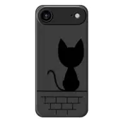 Mobilskal till iPhone Air Black Cat on the Wall - Svart