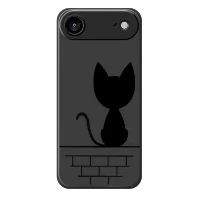 Mobilskal till iPhone Air Black Cat on the Wall - Svart