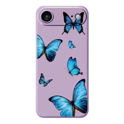 iPhone Air Mobilskal Blue Butterflies Pattern TPU - Lila