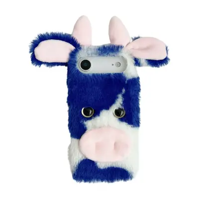 iPhone Air Mobilskal Fluffy Cute Cow Plush TPU - Blå