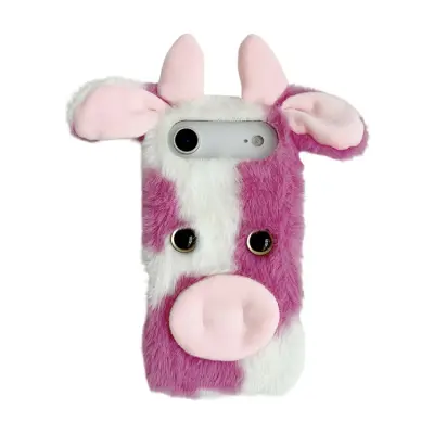 iPhone Air Mobilskal Fluffy Cute Cow Plush TPU - Rosa