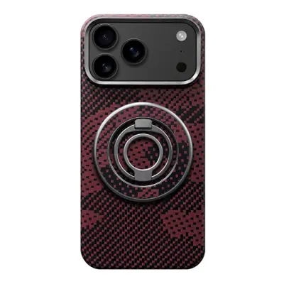 iPhone Air Mobilskal MagSafe Kevlar Metal Ring - Camouflage Röd