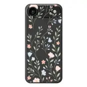 iPhone Air Mobilskal Pink Blue Flowers Pattern TPU - Svart