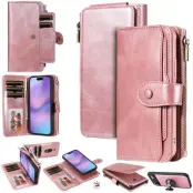 iPhone Air Konstläder Plånboksfodral Detachable Zipper - Roséguld