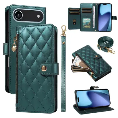 iPhone Air Plånboksfodral Rhombus Läder - Svartgrön